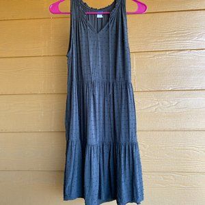 Grey/Blue Sleeveless Old Navy Tiered Dress with Pockets Womens Small